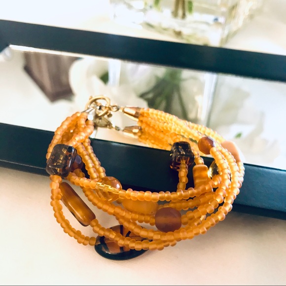 BoHo Handmade Beaded Bracelet - Brown/Tan - Picture 6 of 8